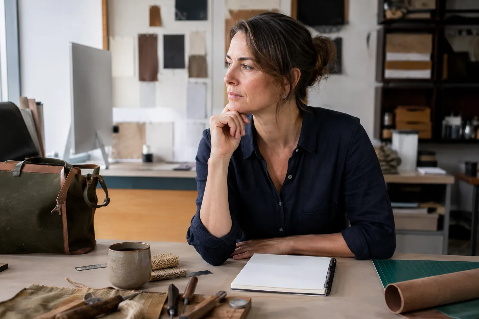 A professional reflects on career-fit notes showing strengths, values and daily work priorities