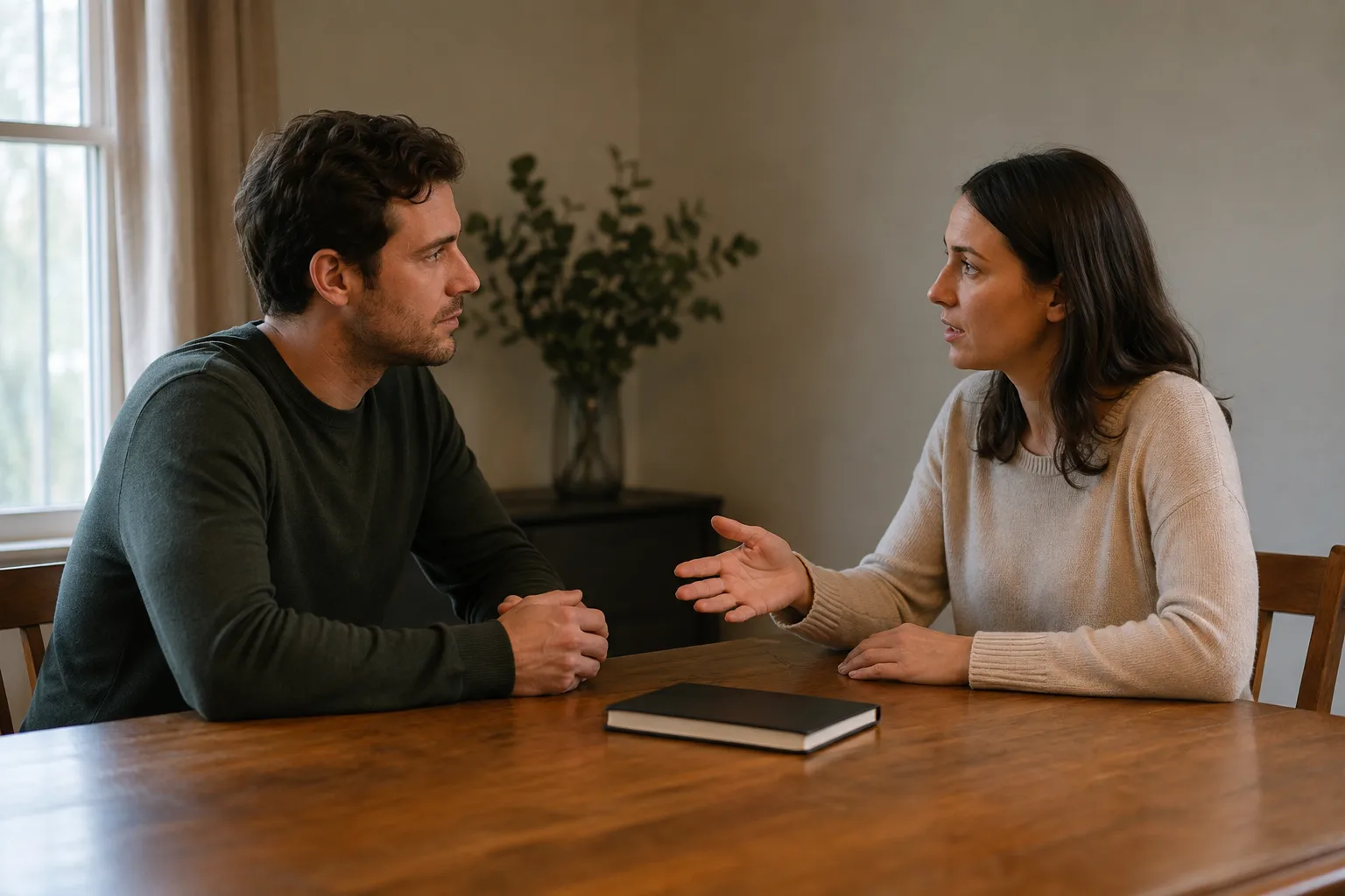 A couple has a firm but respectful conversation about a marriage deadline